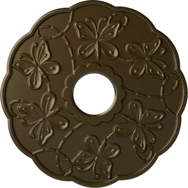 Ekena Millwork Terrones Butterfly Ceiling Medallion (Fits Canopies up to 3 7/8"), 17 7/8"OD x 3 7/8"ID x 1"P, Brass CM17TSBRS - main